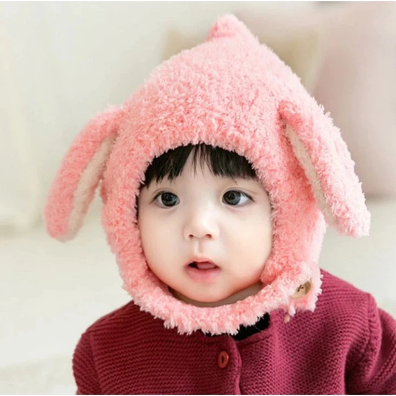 【Hwang】Mũ Len Tai Cừu Cài Cúc Cho Bé 6-36 Tháng