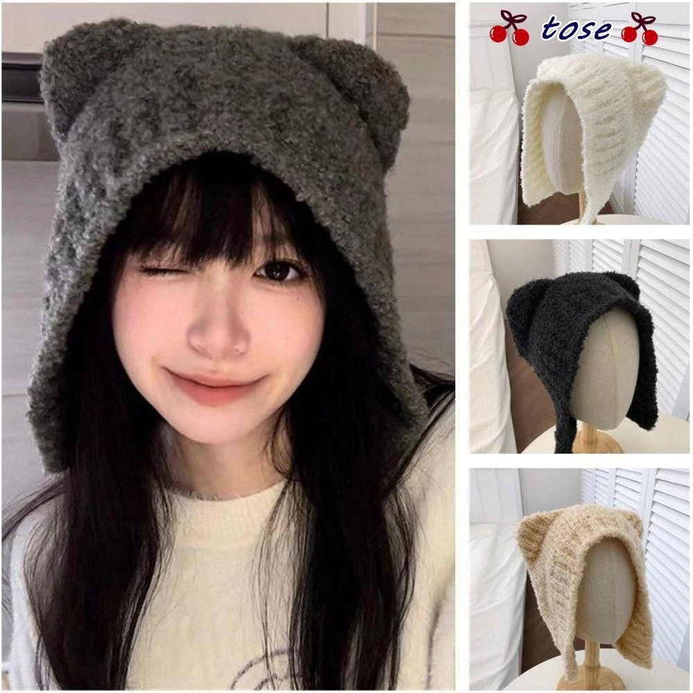 【Hwang】Mũ dệt kim TOSE Thời trang Mũ lạnh mùa thu đông dễ thương
