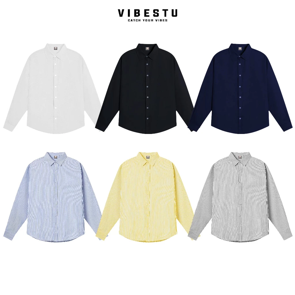 Áo Sơ Mi Tay Dài Local Brand VIBESTU  Áo Sơ Mi Nam Nữ Form Oversize Chất Liệu Oxford
