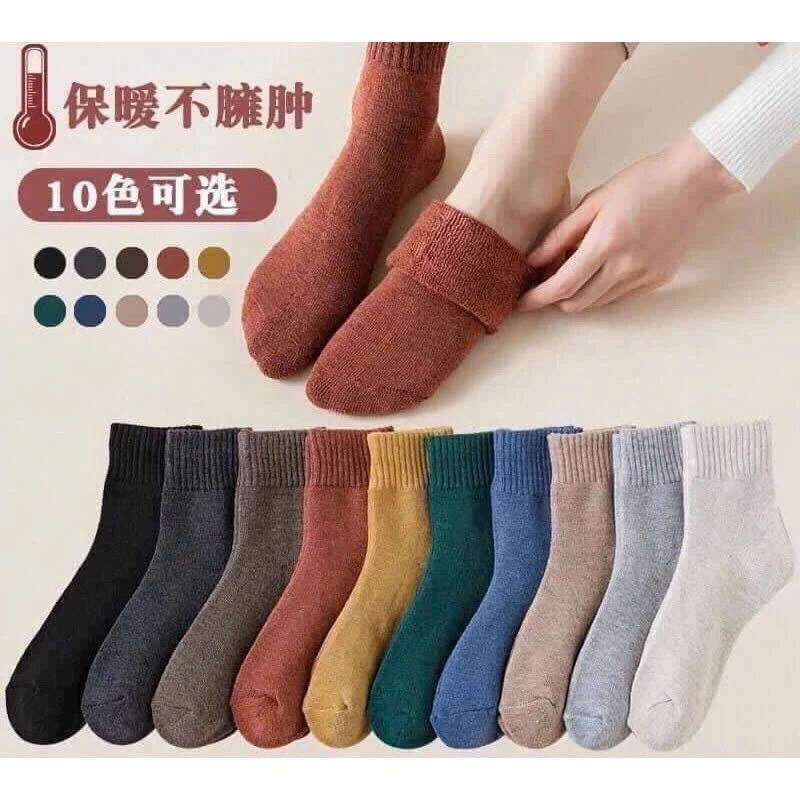 Set 10 đôi tất \ vớ xù cổ cao dày dặn siêu ấm mix màu