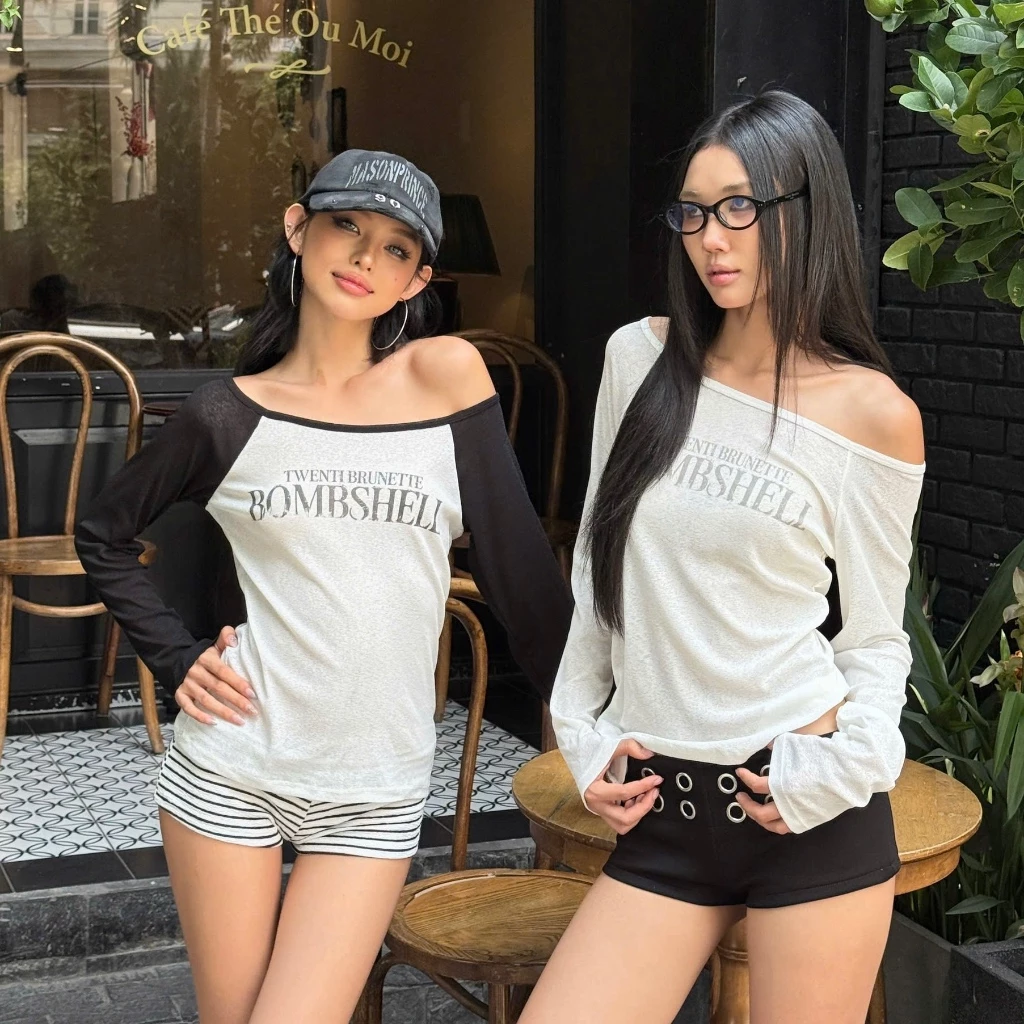 Áo Tay Dài Mỏng TWENTI Thun Giấy Form Raplan In Chữ