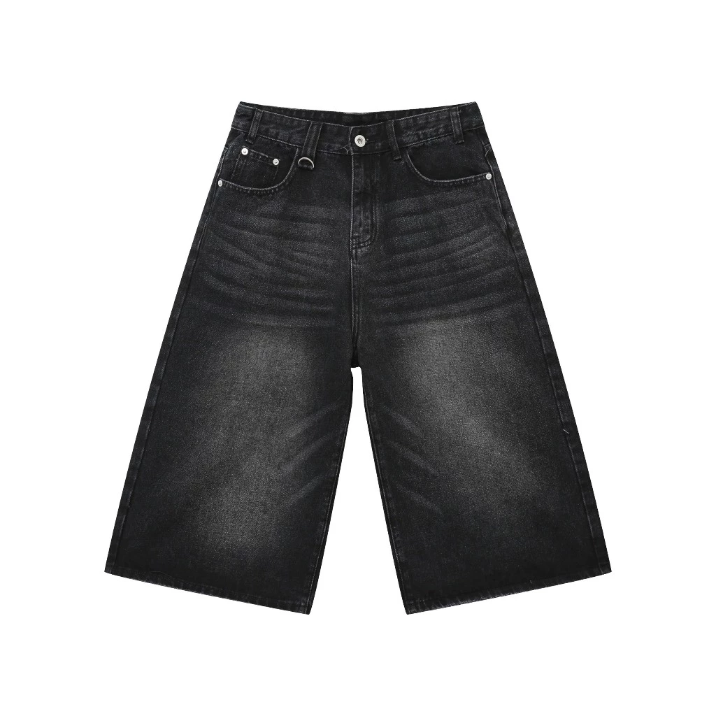 Quần jean lửng nam wash ống rộng chất bò đẹp cao cấp ROMAN SJ01