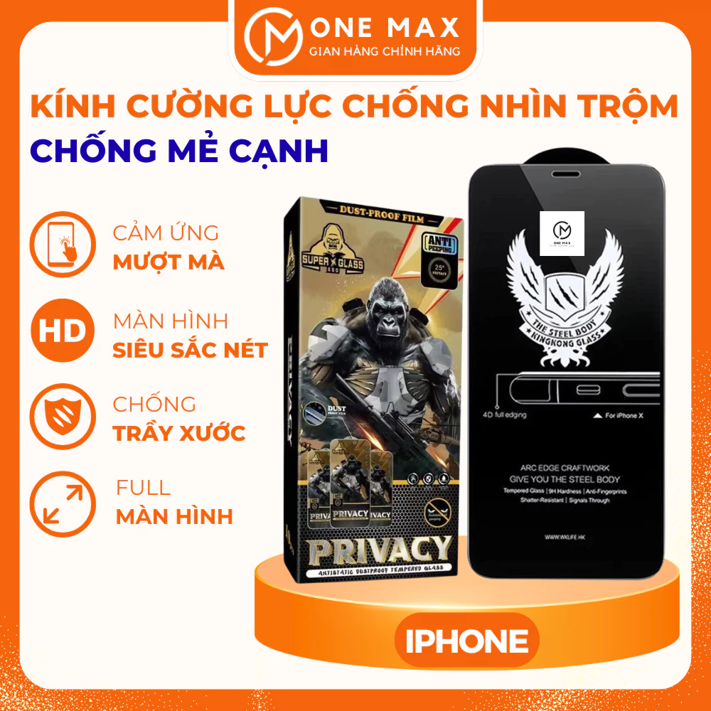 Kính cường lực IPHONE chống nhìn trộm PANDA full màn hình cho IP 16/15/14/13/12/11/x/xs/xr/pro/plus/promax
