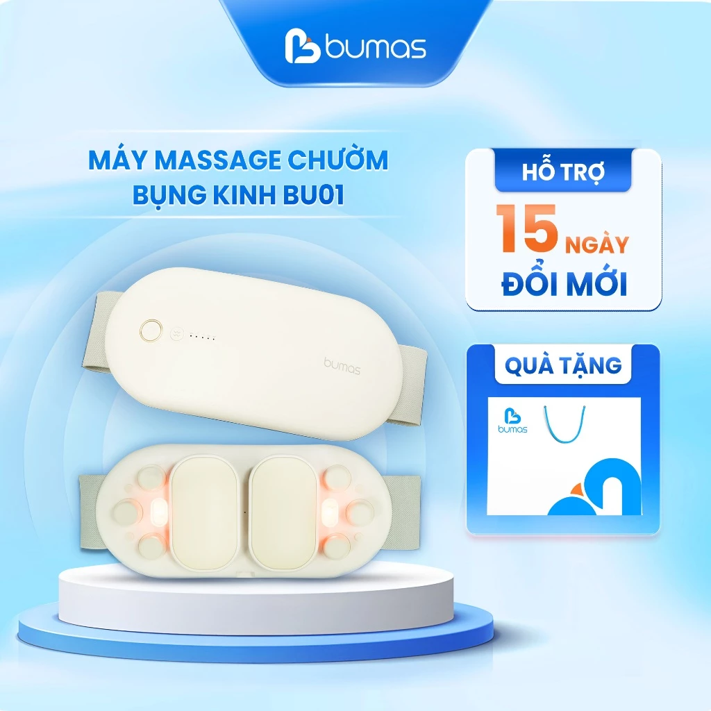 Đai Chườm Ấm Bụng Kinh BUMAS BU01 - Massage Rung Đều Kết Hợp Với Nhiệt Độ Cao Giúp Giảm Cơn Đau