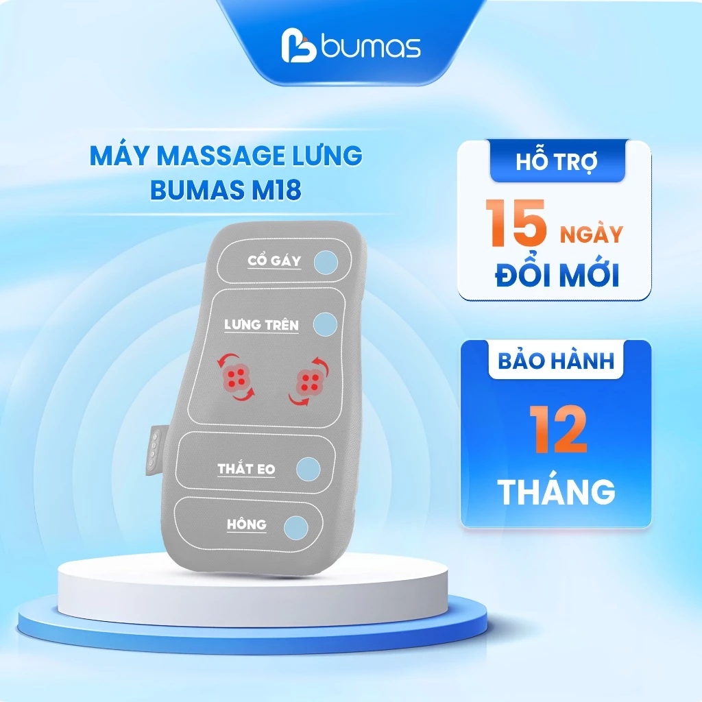 Máy Massage Lưng BUMAS M18 - Massage 8 Đầu Điểm Chạy Dọc Sống Lưng Kết Hợp Chườm Nóng Thư Giãn