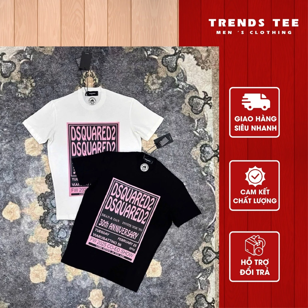 Áo Thun Nam Nữ Cotton 100% Cao Cấp 250Gsm In Hình DSQ 30th Form Dày Dặn Co Giãn 2 Chiều