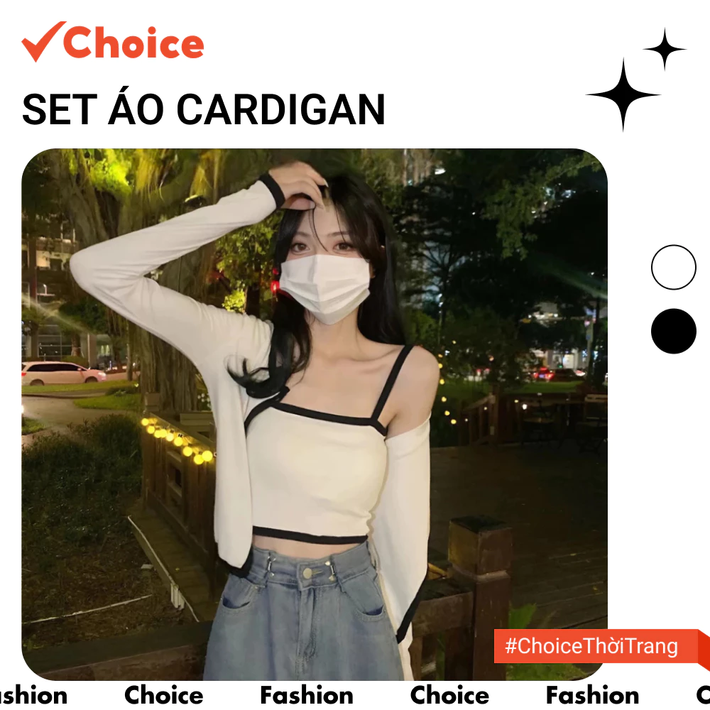 [Choice] Set Áo Cardigan NH88 Cài Cúc Kèm Áo 2 Dây, Chất Thun Gân Cao Cấp