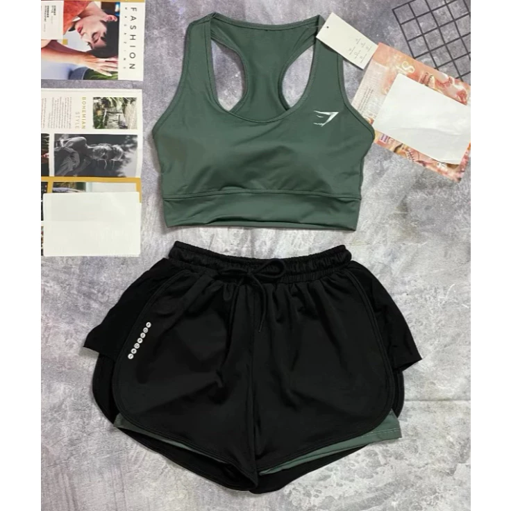 [PEINN] Bộ Bra Tập Gym Yoga Earobic Kết Hợp Quần Đùi 2 Lớp Cho Nữ - Đồ Tập Gym Yoga Erobic Chạy Bộ Nữ (Ng04)