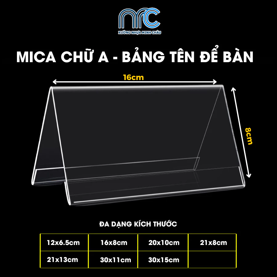 Combo 2 Kệ mica chữ A, Bảng tên để bàn mica, Kệ chức danh mica chữ A, V - Đa dạng kích thước