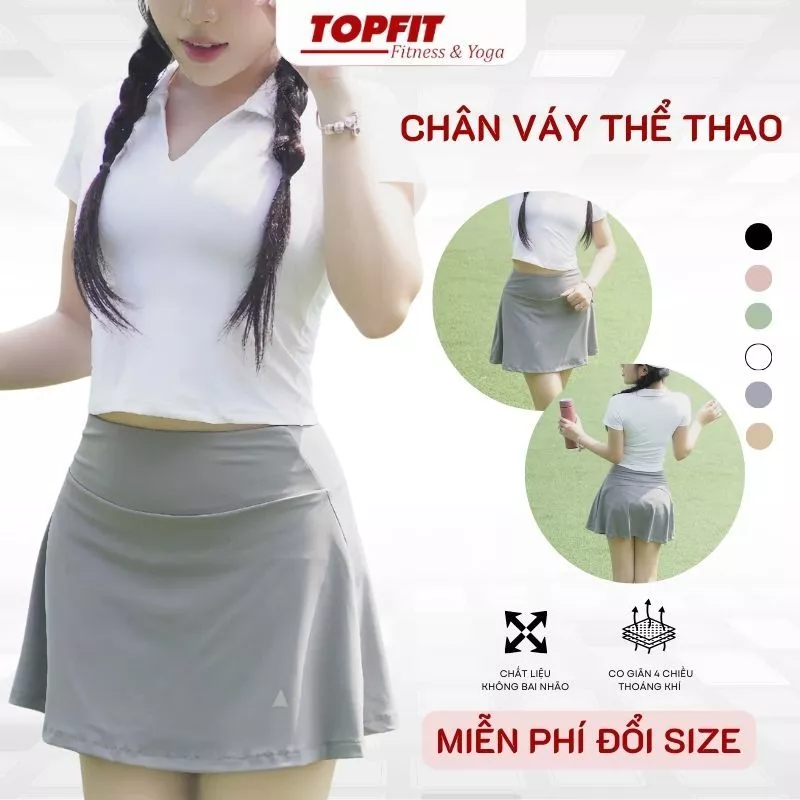 Chân váy ngắn thể thao nữ dáng chữ A có sẵn quần bảo hộ chơi cầu lông tennis chạy bộ Topbody Topfit - CVAYT01