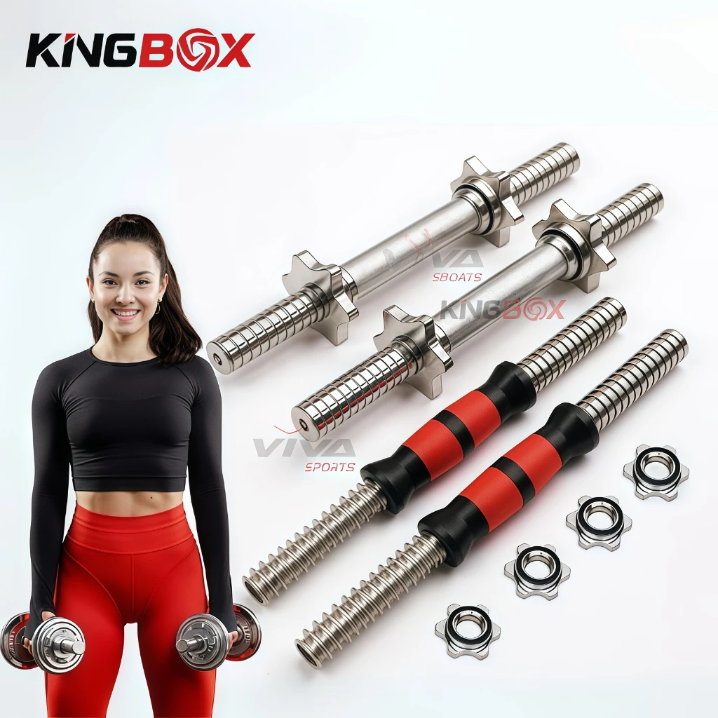 Tay đòn tạ đơn phi 25mm, Thép đặc mạ điện 35cm, 40cm, Kèm chốt tạ ( 1 tay) - KingBox