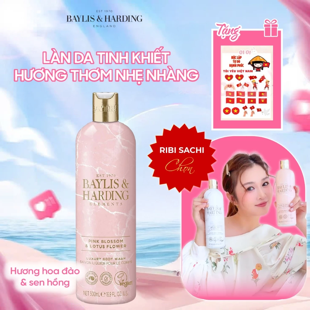 Sữa tắm cao cấp hương hoa đào, hoa sen và trà trắng, Neroli Baylis & Harding Element