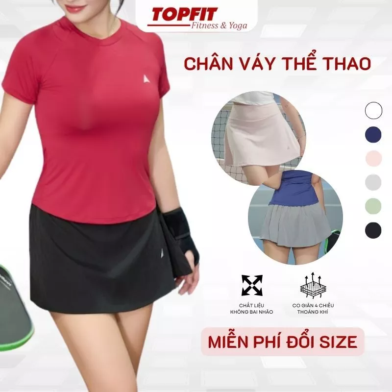 Chân váy ngắn thể thao Topbody có sẵn quần bảo hộ dáng chữ A cho nữ chơi cầu lông tennis chạy bộ - CVAYT02