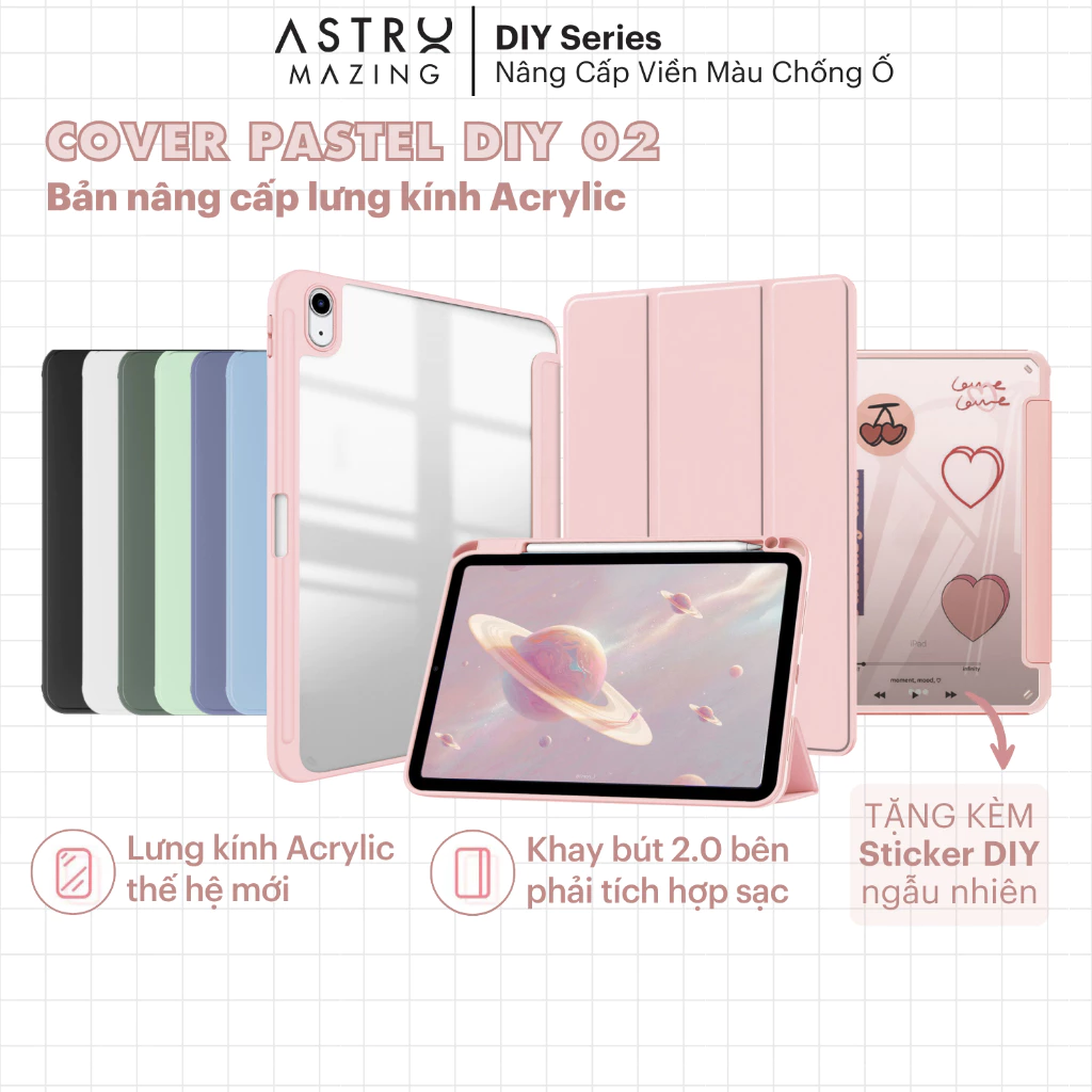 [Kho HN-HCM] Bao da DIY D02 lưng kính chống ố cho iPad V2 AstroMazing - Case cho Pro 11 Air 4 5 Gen