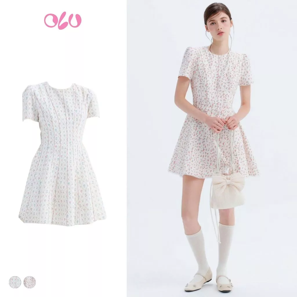 Đầm OLV hoa chữ A cổ tròn basic Nayeli nhiều màu phù hợp đi chơi đi làm