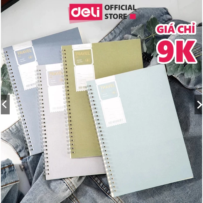 Sổ Tay Ghi Chép Lò Xo Kép Kẻ Ngang A5 Gáy Xoắn 120 Trang Deli - Sổ Planner, Nhật Kí, Sổ Học Sinh Sinh Viên Tiện Lợi