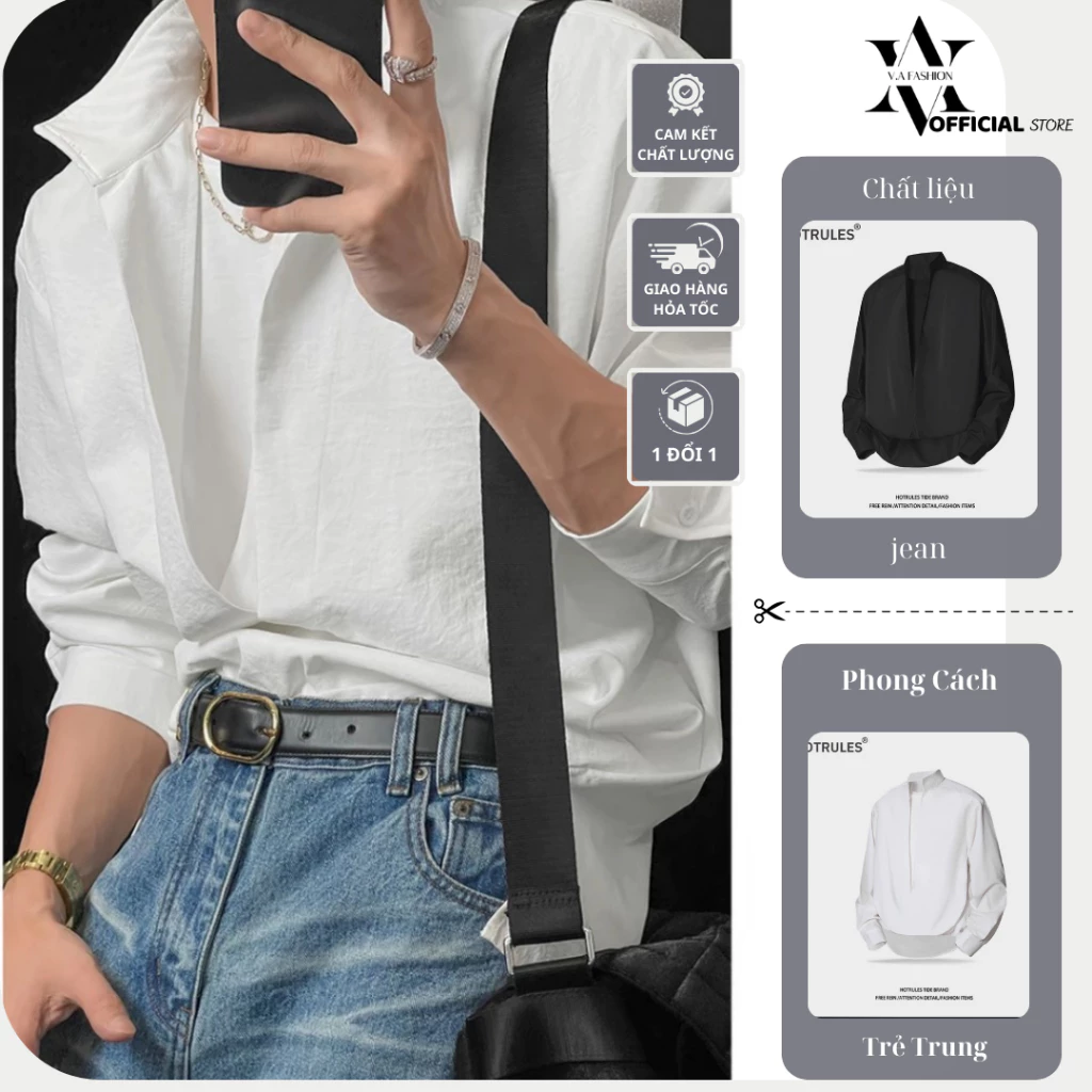 [DEAL MỞ BÁN ] Áo sơ mi kèm áo thun chất liệu tapta nhung bóng nhẹ mua 1 Được 2 thiết kế hiện Đại