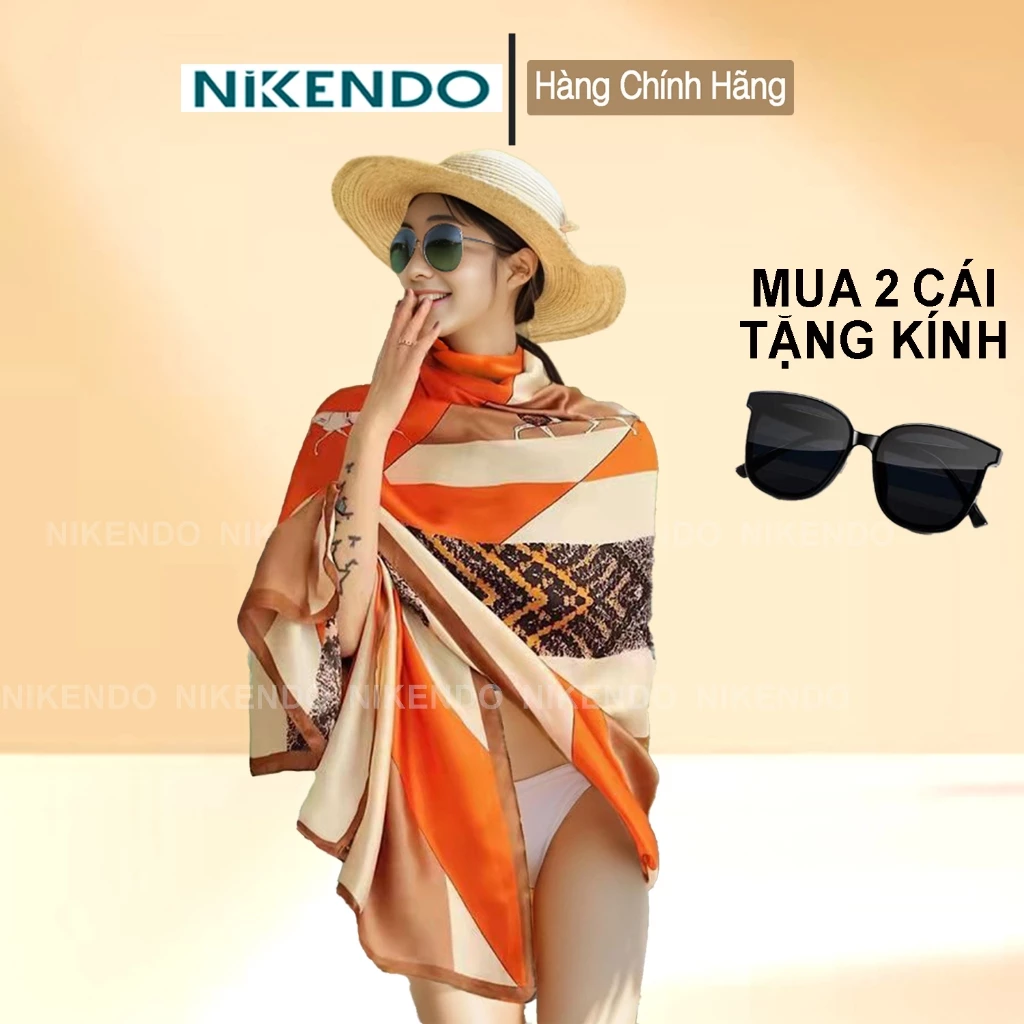 Khăn Choàng Lụa Đi Biển Bản To 180x90-80 cm Áo Choàng Bikini Quàng Cổ Choàng Vai Phong Cách bohemian Vintage Nikendo KL8