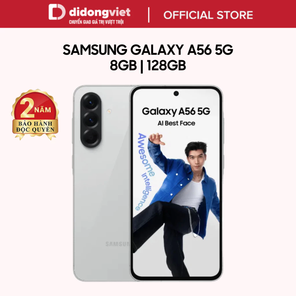 Điện thoại Samsung Galaxy A56 5G 8GB | 128GB, Màn hình 6.7\" - Chip Exynos 1580 - 50MP - 5000mAh, Bảo hành 2 năm