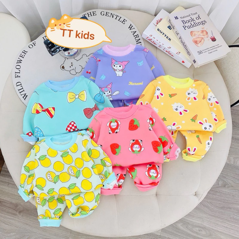 (Bé 5-14kg Lấy theo màu) Đồ bộ cho bé dài tay chất nỉ bông,bộ quần áo trẻ em ấm mùa đông