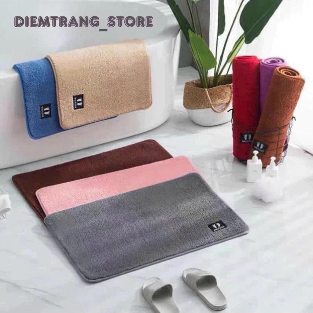 Thảm lau chân hình chữ nhật len mềm mịn dày dặn chống trơn trượt ( Hàng Đẹp )