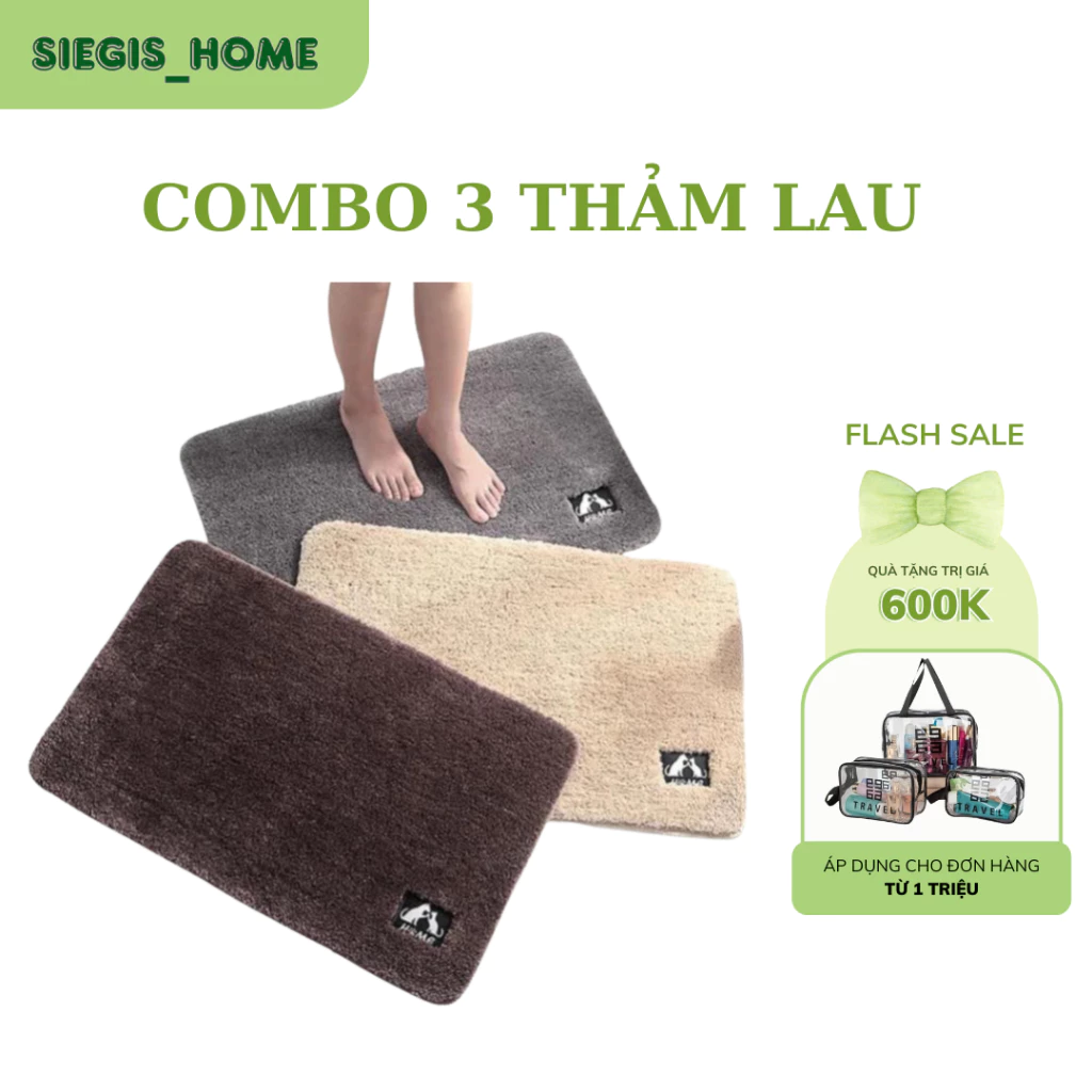 Thảm lau chân hình bàn chân siêu thấm hút 40x60cm để nhà tắm phòng ngủ phòng khách chống trơn trượt