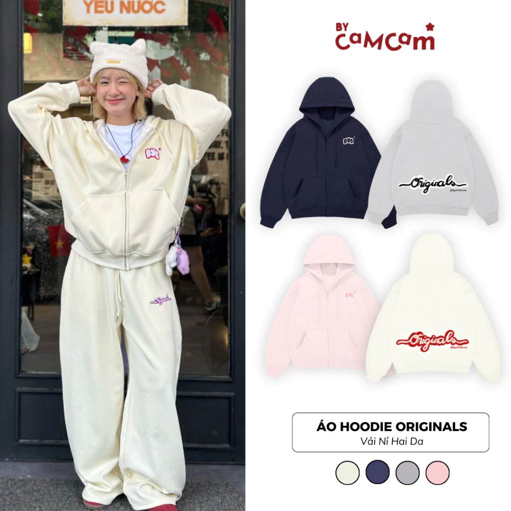 Áo Hoodie Zip ORIGINALS Nỉ 2 Da Không Xù Chữ Thêu - AHOD252