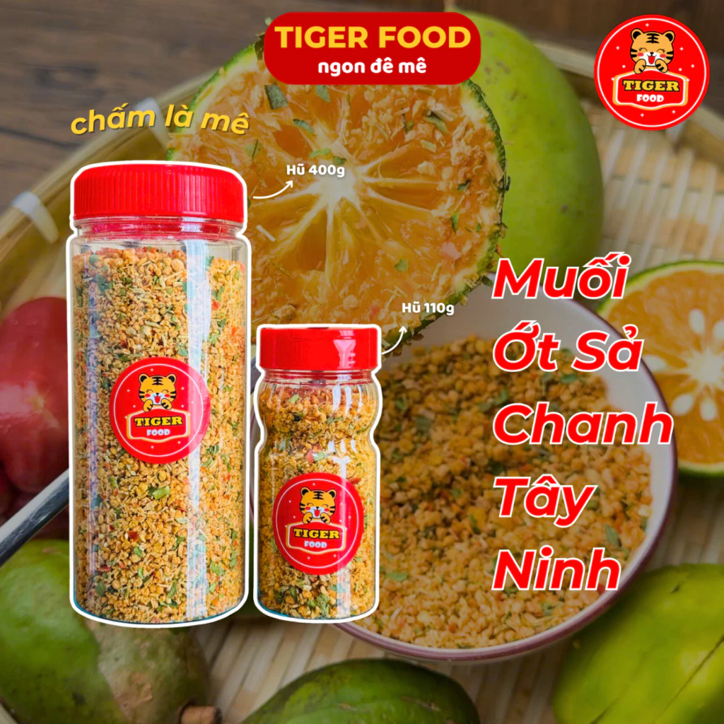 Muối Ớt Sả Chanh Tây Ninh - TIGER FOOD  Muối Ớt Mix Sả Lá Chanh Chấm Trái Cây - Đặc Sản Tây Ninh