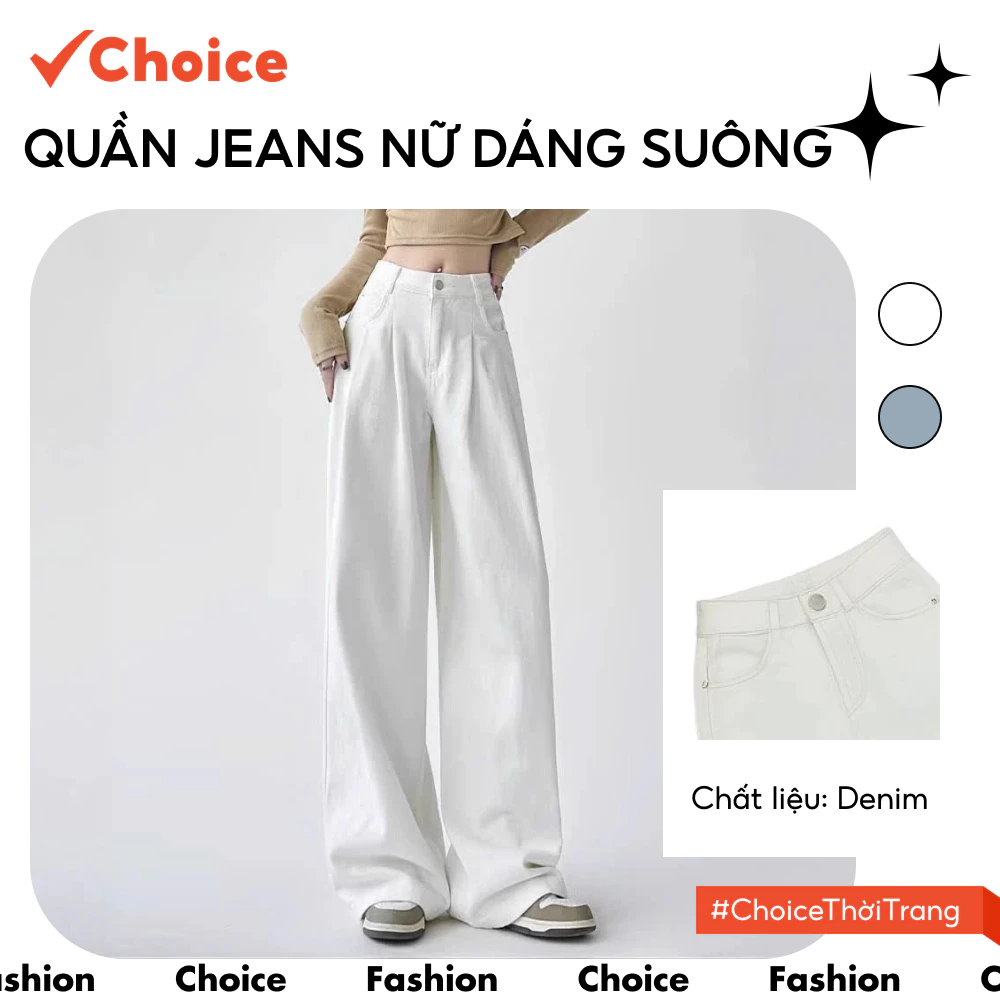 [Choice] Quần Jeans Nữ Dáng Suông FA1-2080-21, 2 Màu, Chất Đẹp Kèm Đai Siêu Sang Chảnh