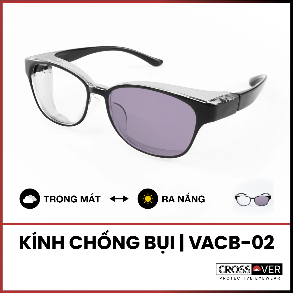 Kính đi đường chống bụi CROSSOVER VACB-02 | Ngăn tia UV400 | Thay được tròng cận | Thể thao đi phượt