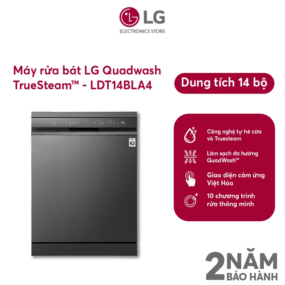 Máy rửa bát LG LDT14BLA4 14 bộ độc lập, sấy ngưng tụ hé cửa tự động - SHOP Miễn phí GIAO + LẮP Hà Nội