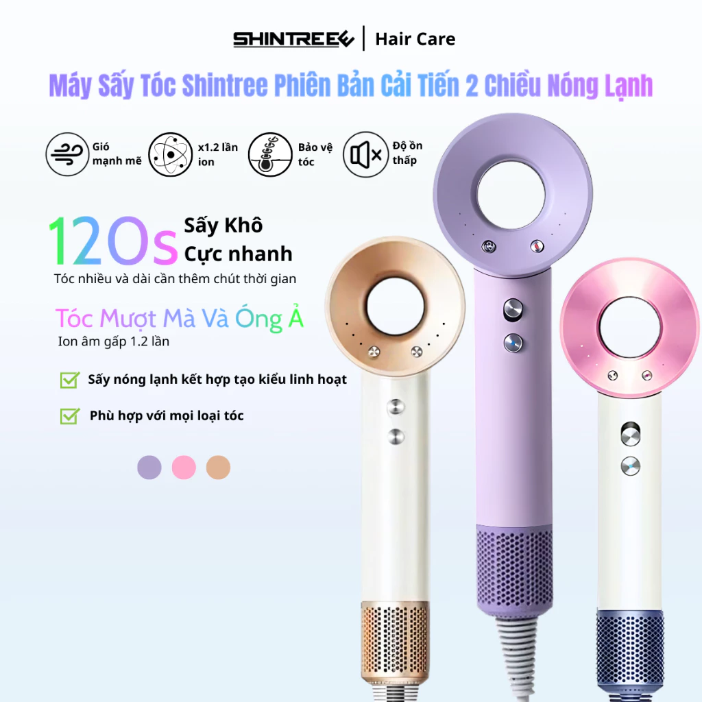 Máy Sấy Tóc Shintree Công Suất 2000W Thiết Kế Tinh Tế 4 Chế Độ Nhiệt 3 Chế Độ Sấy Tóc Nhanh Chóng