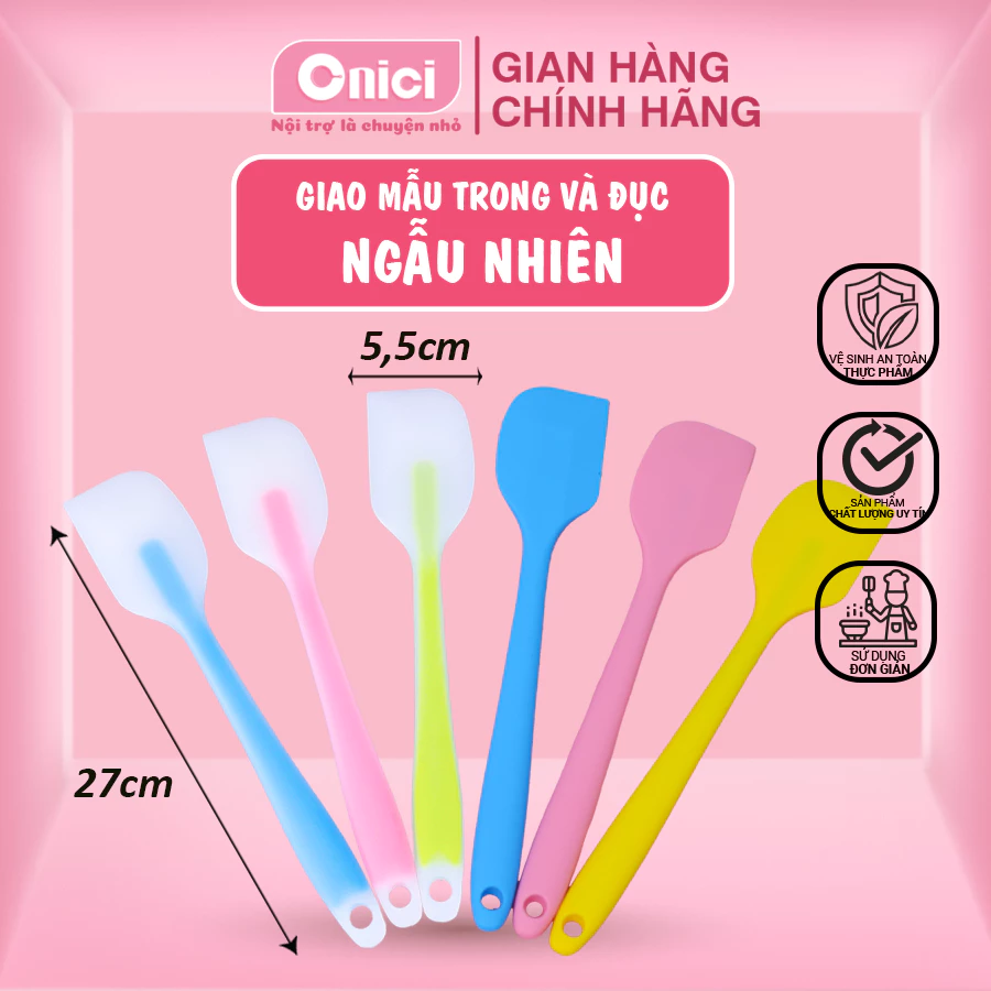 Phới dẹt silicon làm kẹo nougat, trộn bột, phết kem Bếp Của Mẹ Onici 28cm