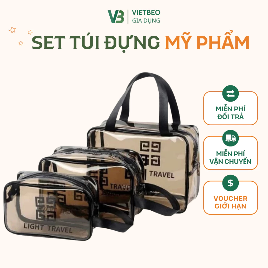 Set 3 Túi Trong Suốt Đựng Đồ DIDOOGLT Túi Đựng Đồ Trang Điểm Đựng Đồ Du Lịch Cá Nhân Tiện Lợi