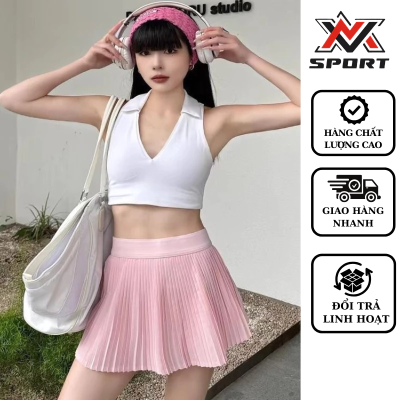 Chân Váy Pickleball Xếp Ly Nhỏ- Váy Thể Thao Cầu Lông Tennis Có Quần Bó Cơ Bảo Hộ, Co Giãn Tôn Dáng Sexy[K186]