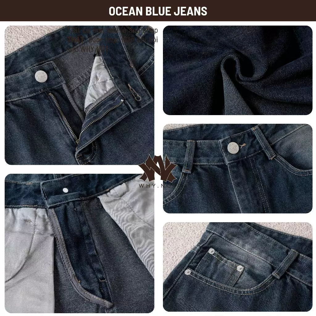 [CÓ BIGSIZE] - Quần Jeans Nam WHY.NOT OCEAN BLUE JEANS- Quần Jean Nam Màu Xanh Đậm Ống Suông