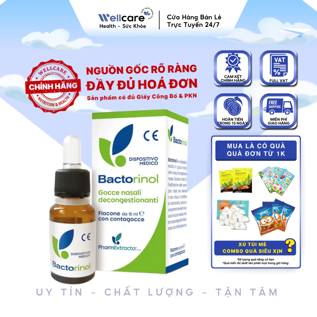 [✨CHÍNH HÃNG] Nhỏ Mũi Bactorinol Lọ 15ml - Giải Pháp Hỗ Trợ Viêm Xoang, Viêm Mũi, Viêm Họng