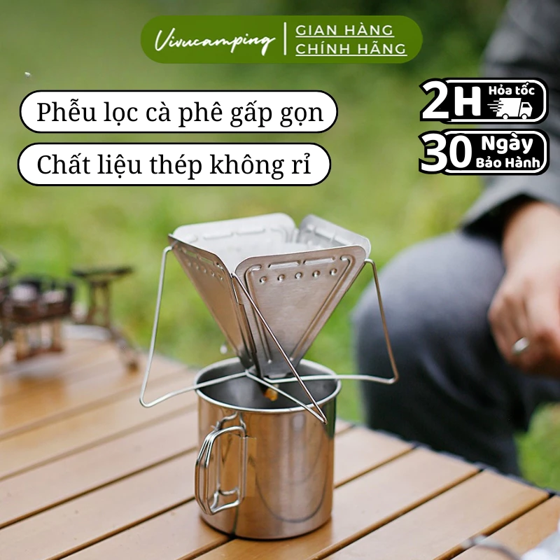 Phễu lọc cà phê gấp gọn cắm trại dã ngoại, phễu cà phê mini gấp gọn tiện lợi