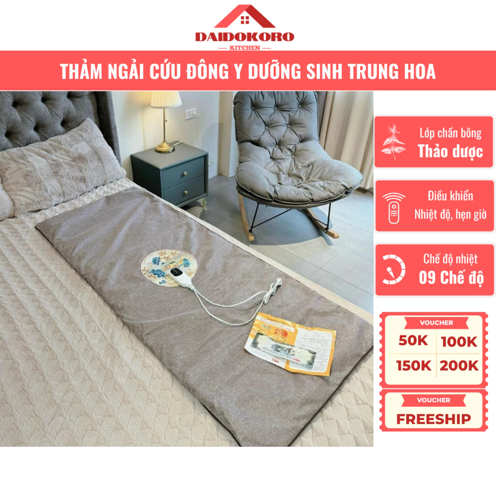 Thảm Ngải Cứu Đông Y Dưỡng Sinh Trung Hoa, Đệm Sưởi Ấm Giảm Đau Mỏi Vai Gáy Đau Nhức Xương Khớp