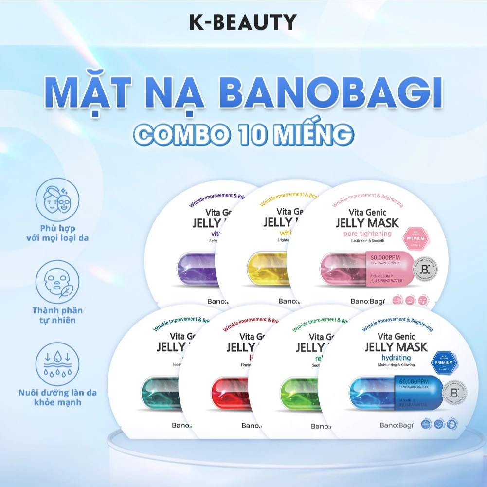 COMBO 10 Miếng Mặt Nạ BANOBAGI Thế Hệ Mới, Dưỡng Da Chuyên Sâu Dành Cho Mọi Loại Da 30ml