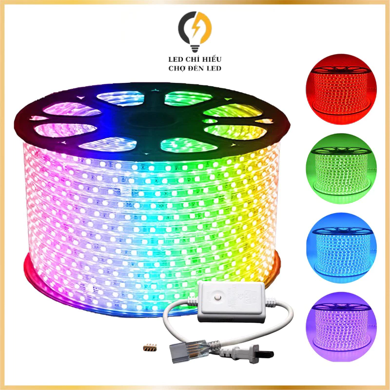 Combo 3M 5M 10M Dây Led đổi màu 5050 RGB 220V + nguồn chớp nháy, dây Led chống nước tốt