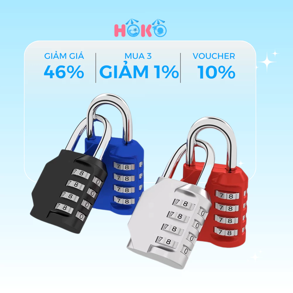 Ổ Khóa Số Mini Kết Hợp Chống Nước Chống Trộm, Khóa Kéo Hành Lý Vali, Khóa Giỏ Xe Chống Trộm Hiệu Quả