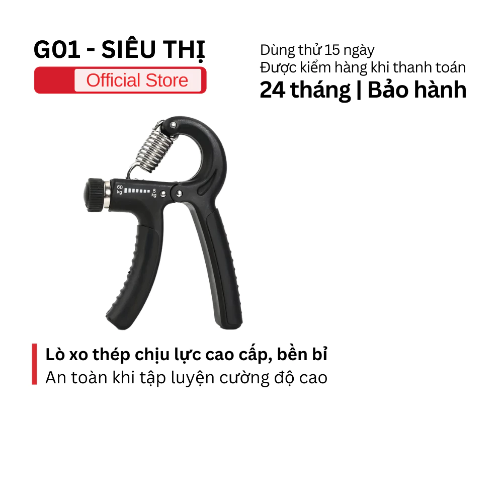 Kìm bóp tập cơ tay G01 thể lực không màn hình bấm số, điều chỉnh lực linh hoạt, rèn luyện sức khỏe