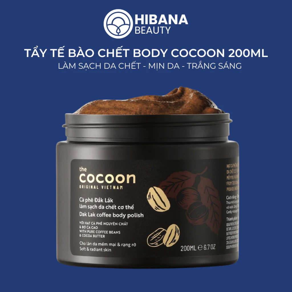 Tẩy Da Chết Body Làm Đều Màu Và Dưỡng Mịn Da Chiết Xuất Cà Phê Dak Lak Cocoon Coffee Body 200ml
