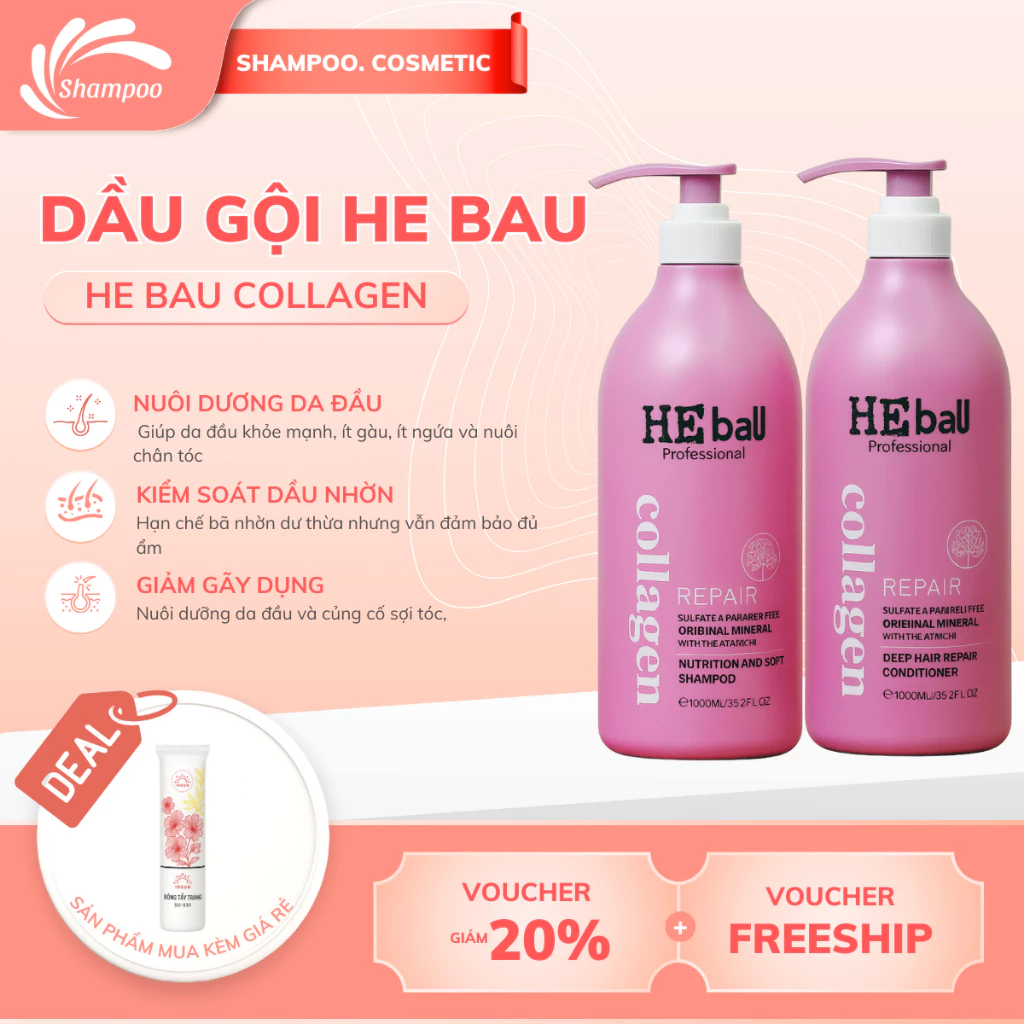 Dầu gội HE TEPI 1000ml chính hãng Dầu gội xả collagen mượt tóc hương nước hoa thơm lâu