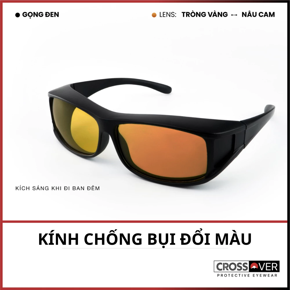 Kính bảo hộ đi đường CROSSOVER VACB-03 | Kính chống bụi chống gió | Tròng đổi màu thông minh UV400