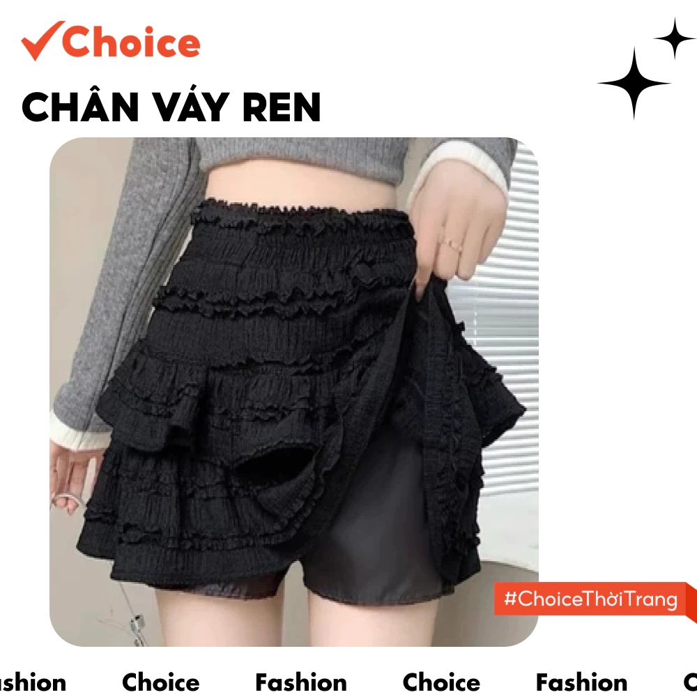 Chân Váy Ren Choice FS1-2213-1867 Nổi Bật, Màu Đen, Dáng Ngắn Cho 49-55kg