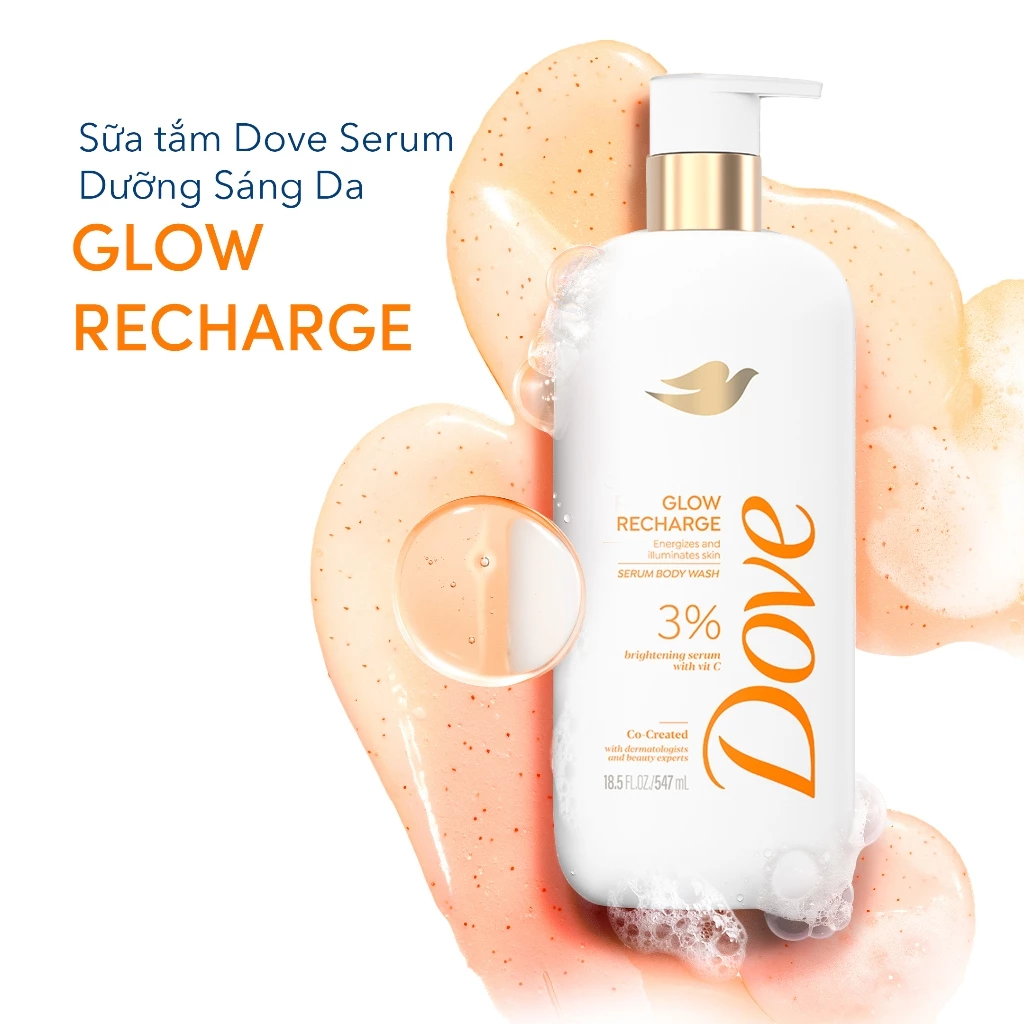 Sữa tắm Dove Serum Dưỡng sáng da Glow Recharge 547ml