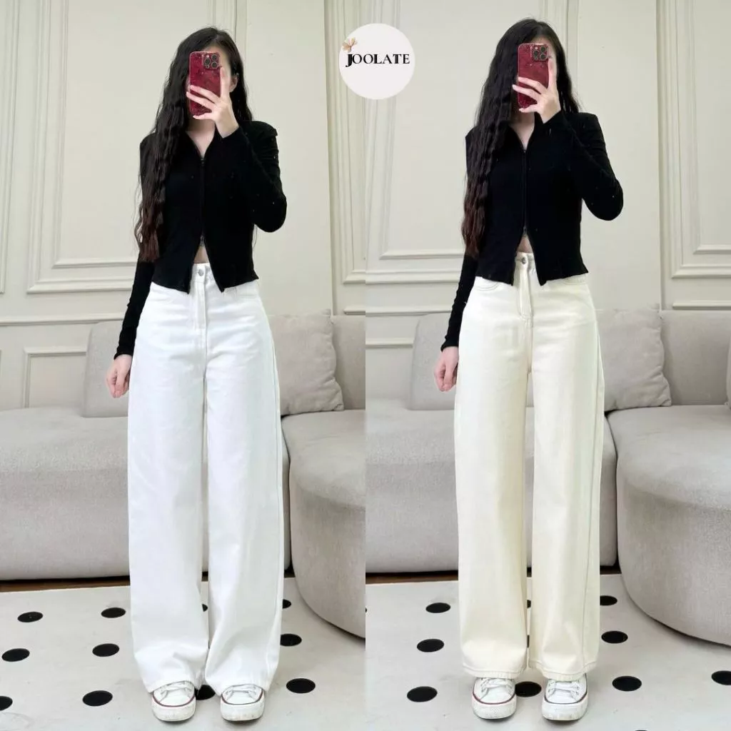 Quần bò jeans ống suông Joolate rộng chất jean bò mềm phong cách Hàn cá tính mặc đi chơi đi học đủ màu