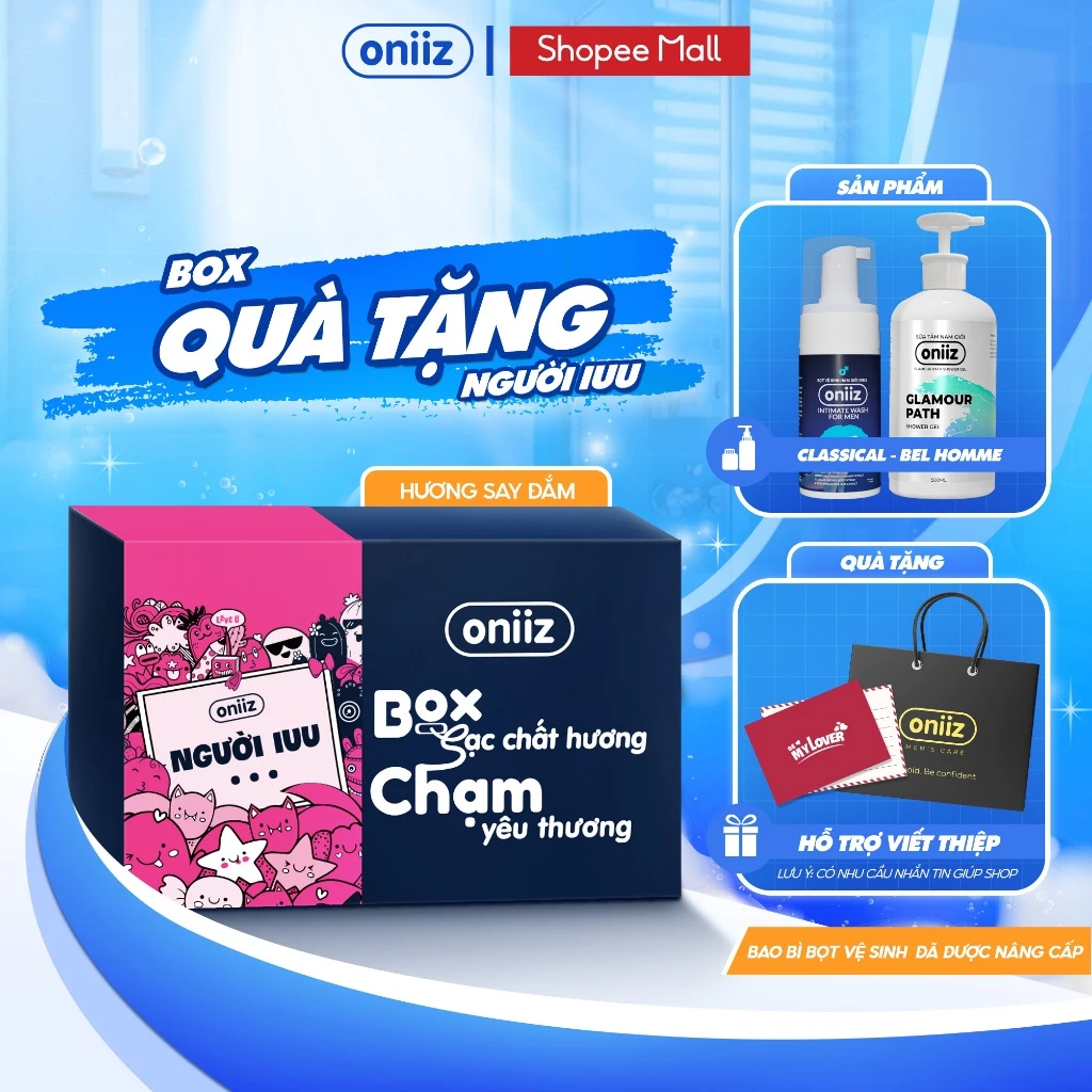 Quà Tặng Người IUU - Hương Say Đắm Oniiz | Sữa tắm hương nước hoa BEL HOMME 500ml, Bọt vệ sinh nam giới Classical 100ml